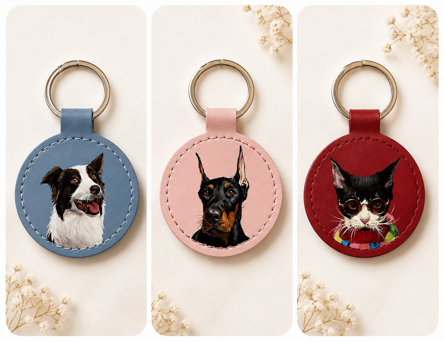 Custom Pet Portrait Keychain - Cute Gift for Her & Pet Lovers | PawMuse