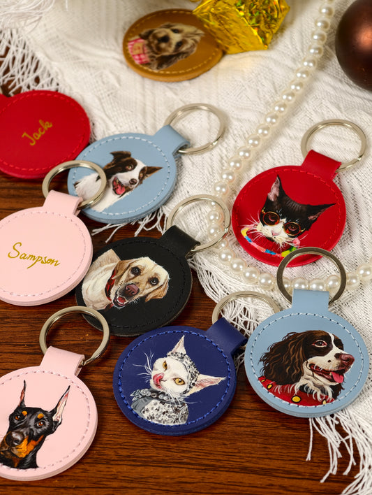 Custom Pet Portrait Keychain - Cute Gift for Her & Pet Lovers | PawMuse